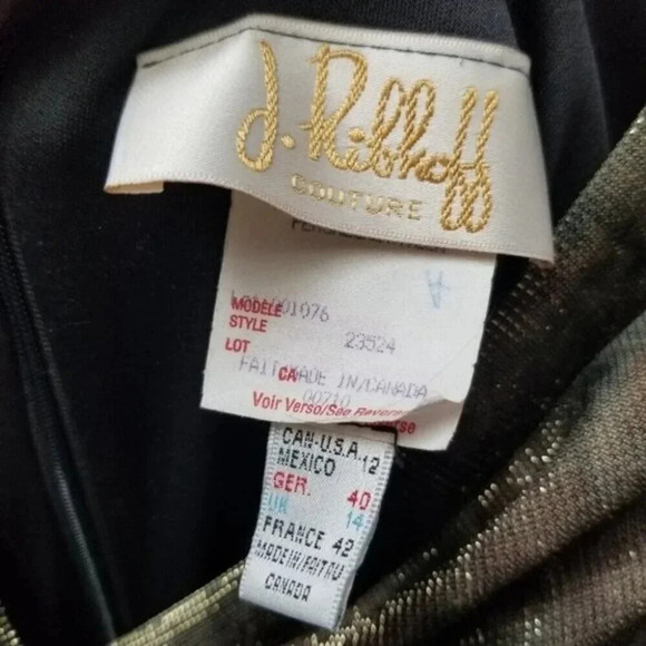 Joseph Ribkoff Couture Metallic Shimmer Black Evening Gown Dress 12 - Picture 4 of 16